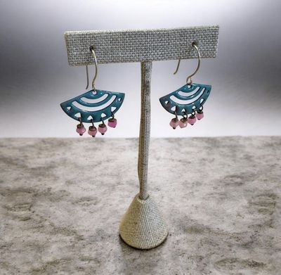 DiCesare Earring Beaded Fan Blue or Green