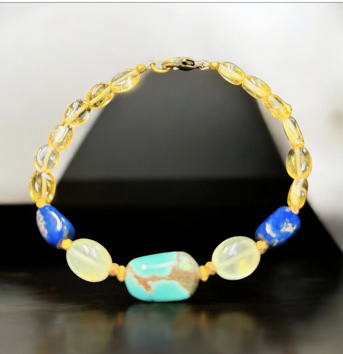 Cass Bracelet Turquoise, Citrine, Lapis and Prehnite
