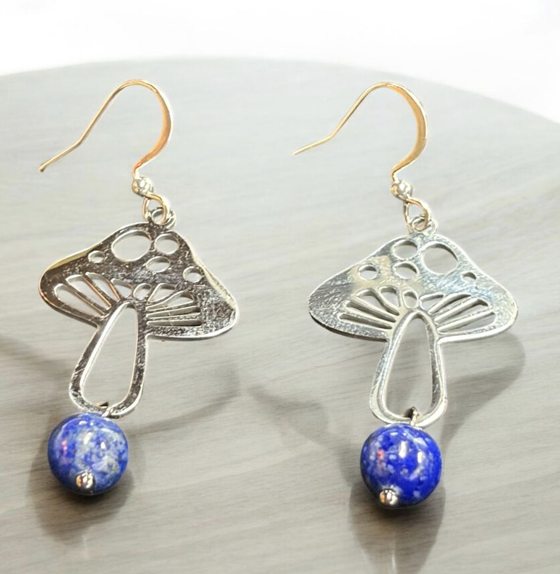 Cass Earring Lapis and Mushroom