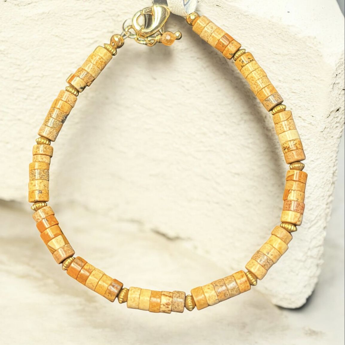 Cass Bracelet Picture Jasper and Brass
