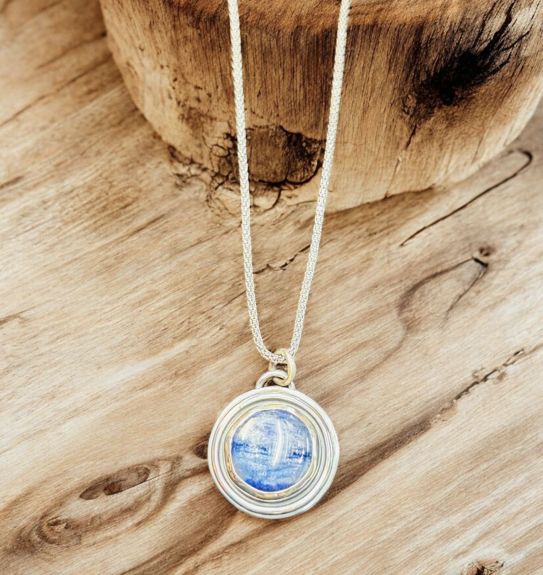 Cass Necklace Kyanite Bezel Set in Sterling Silver