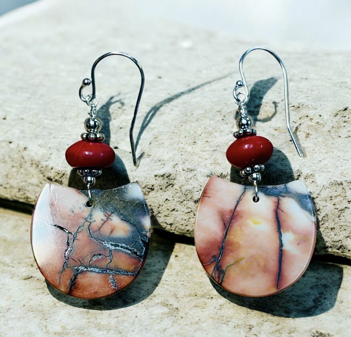 Estancia Earring Mookaite Jasper and Red Spiny Oyster Shell II