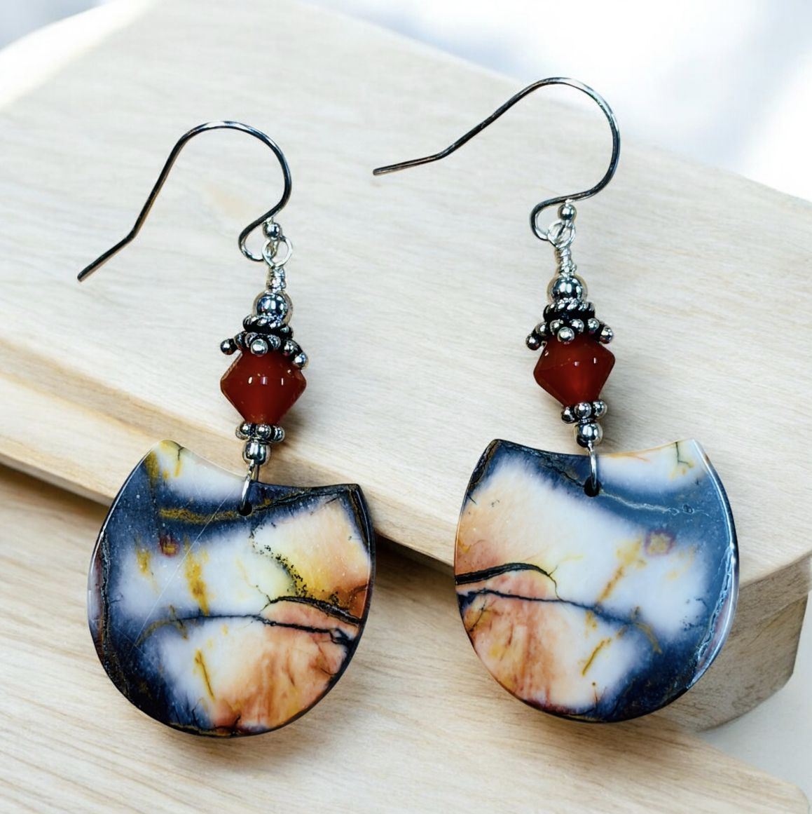 Estancia Earrings Mookaite Jasper and Carnelian