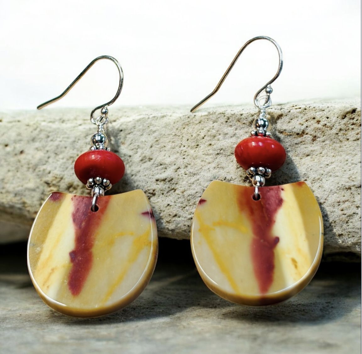 Estancia Earring Mookaite Jasper and Red Spiny Oyster Shell I