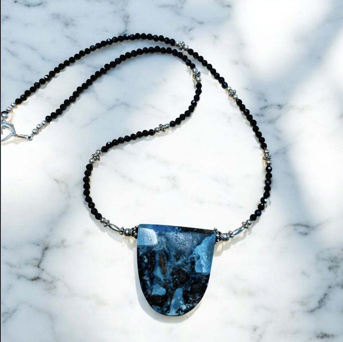 Estancia Necklace Chrysocolla and Black Spinel