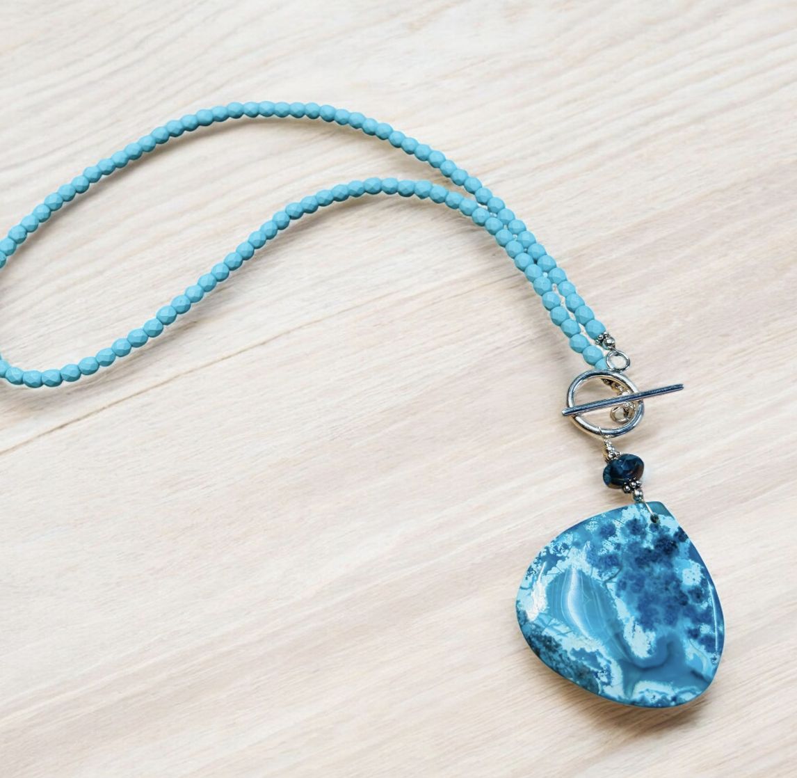 Estancia Necklace Wide Teardrop Chrysocolla and Czech