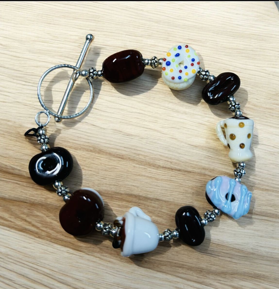 Estancia Bracelet "Coffee and Doughnuts" Lampwork