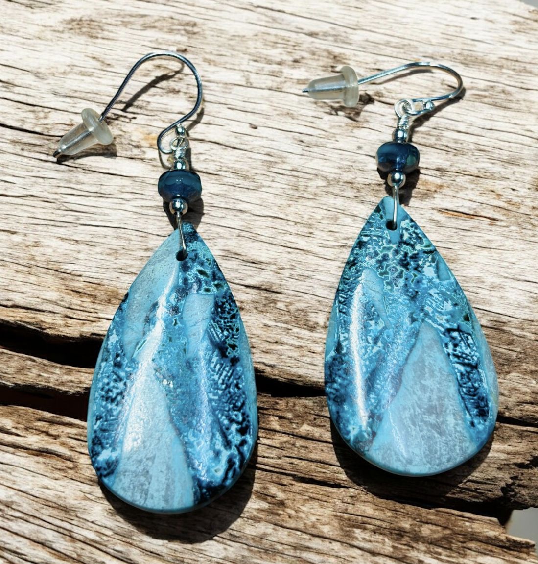 Estancia Earrings Teardrop Chrysocolla and Czech Glass