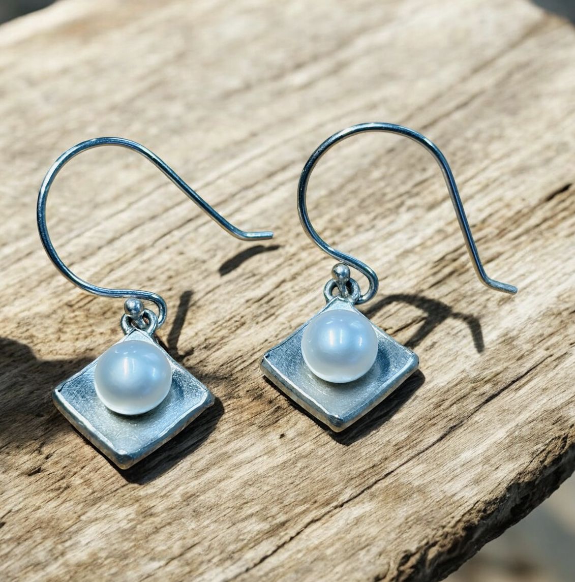 Keleher Earrings White Pearl Square Drops