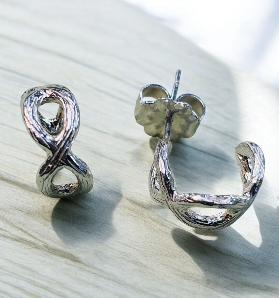 Keleher Earrings Small Infinity Hoops Bright Silver