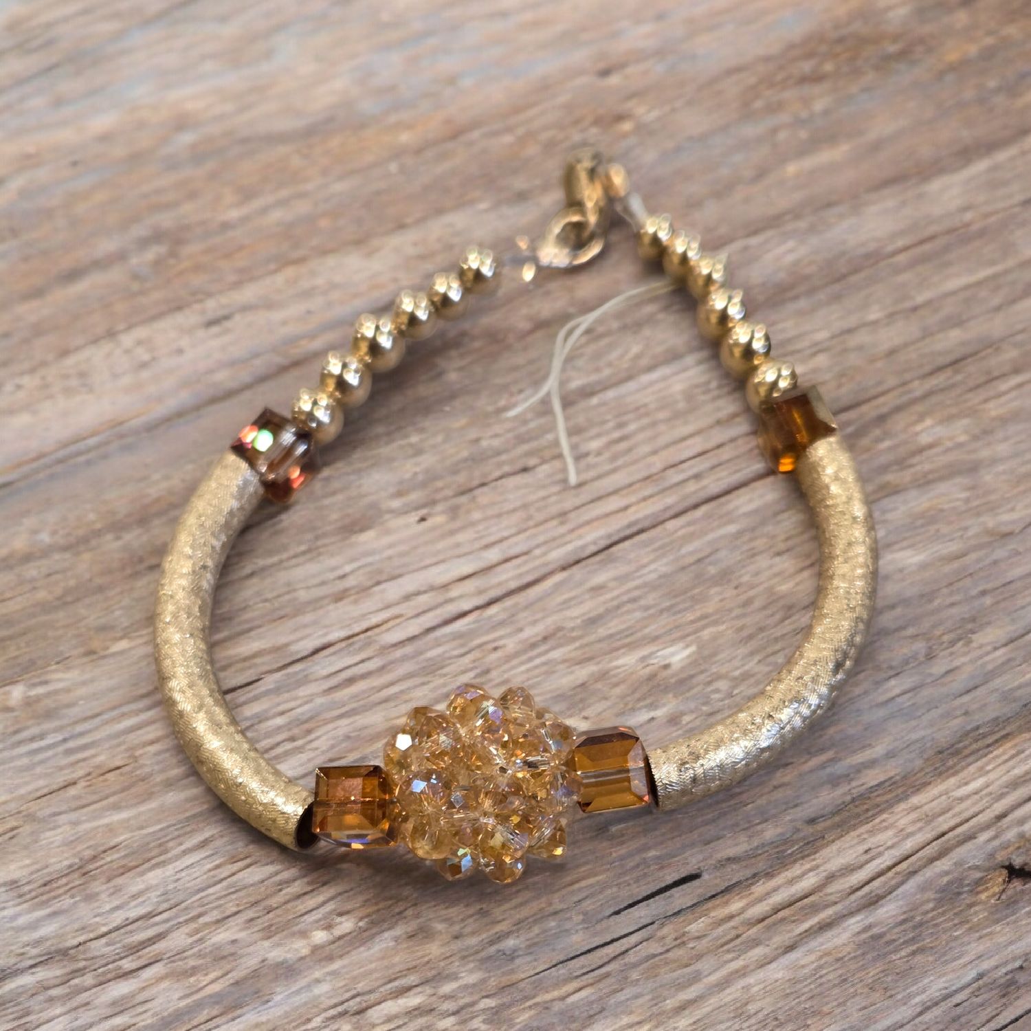 Nadeau Bracelet Bronze Swarovski Crystal Gold Filled Tubes