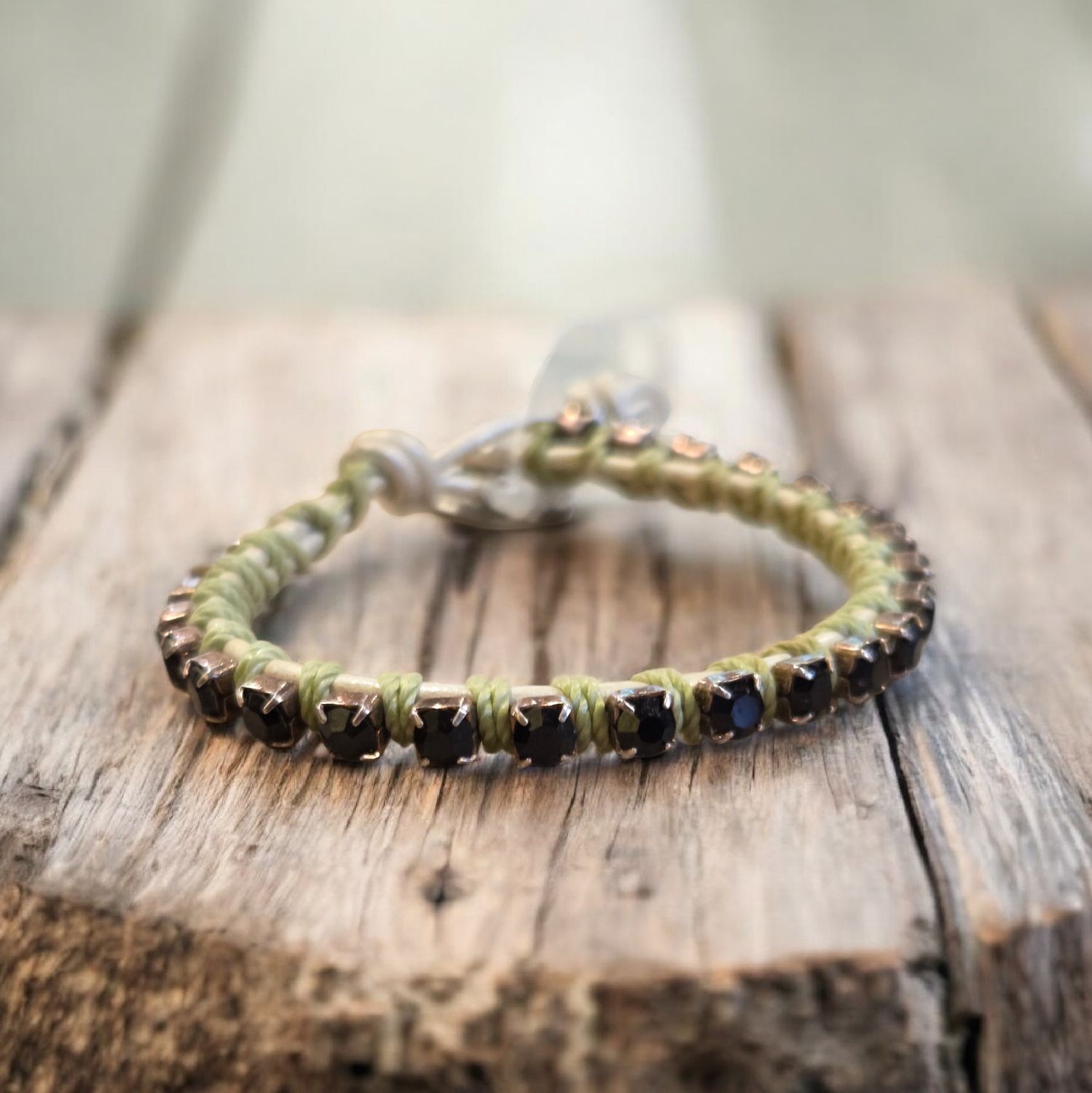 Nadeau Bracelet Crystals Wrapped in Leather