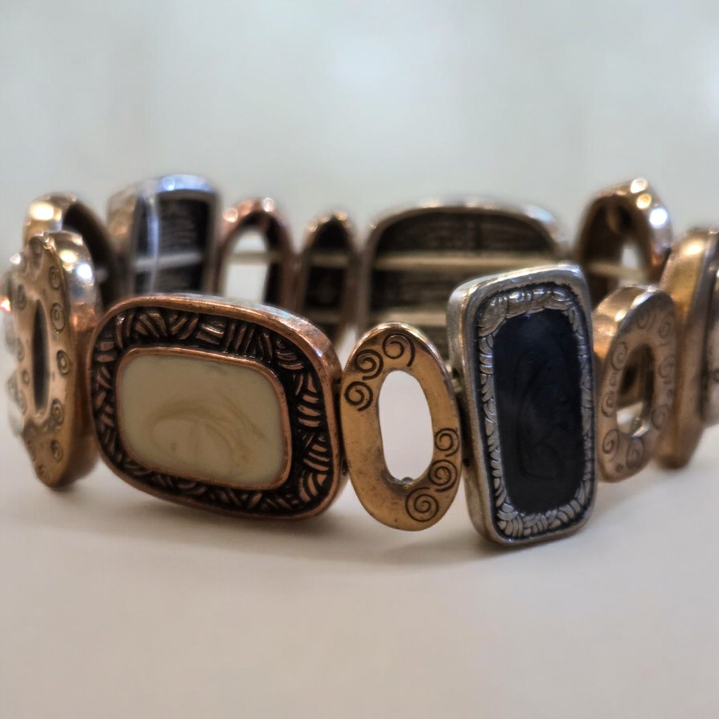 Nadeau Bracelet Mixed Metal and Crystal Stretch