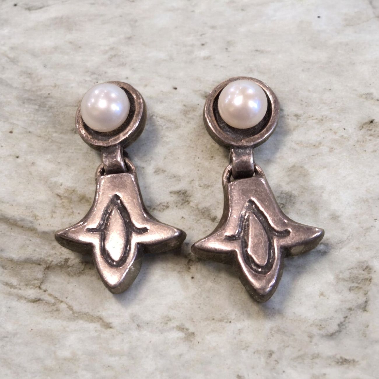 Nadeau Earrings Pearl and Silver Drop