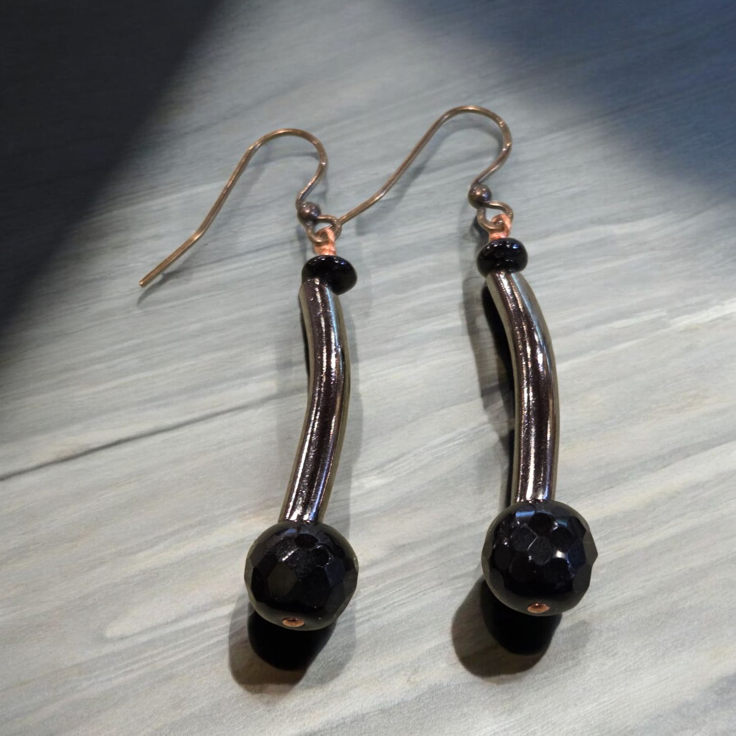 Nadeau Earrings Gunmetal and Czech Glass
