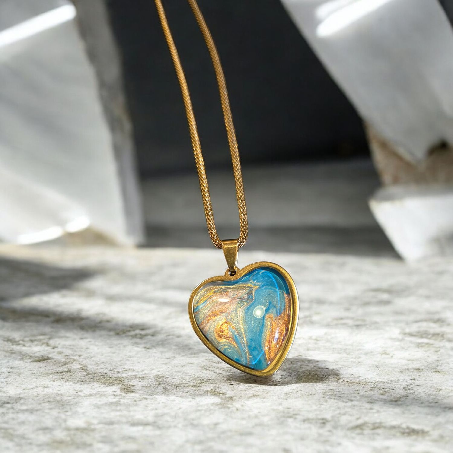 Stevenson Necklace Heart Shaped Turquoise with Bronze