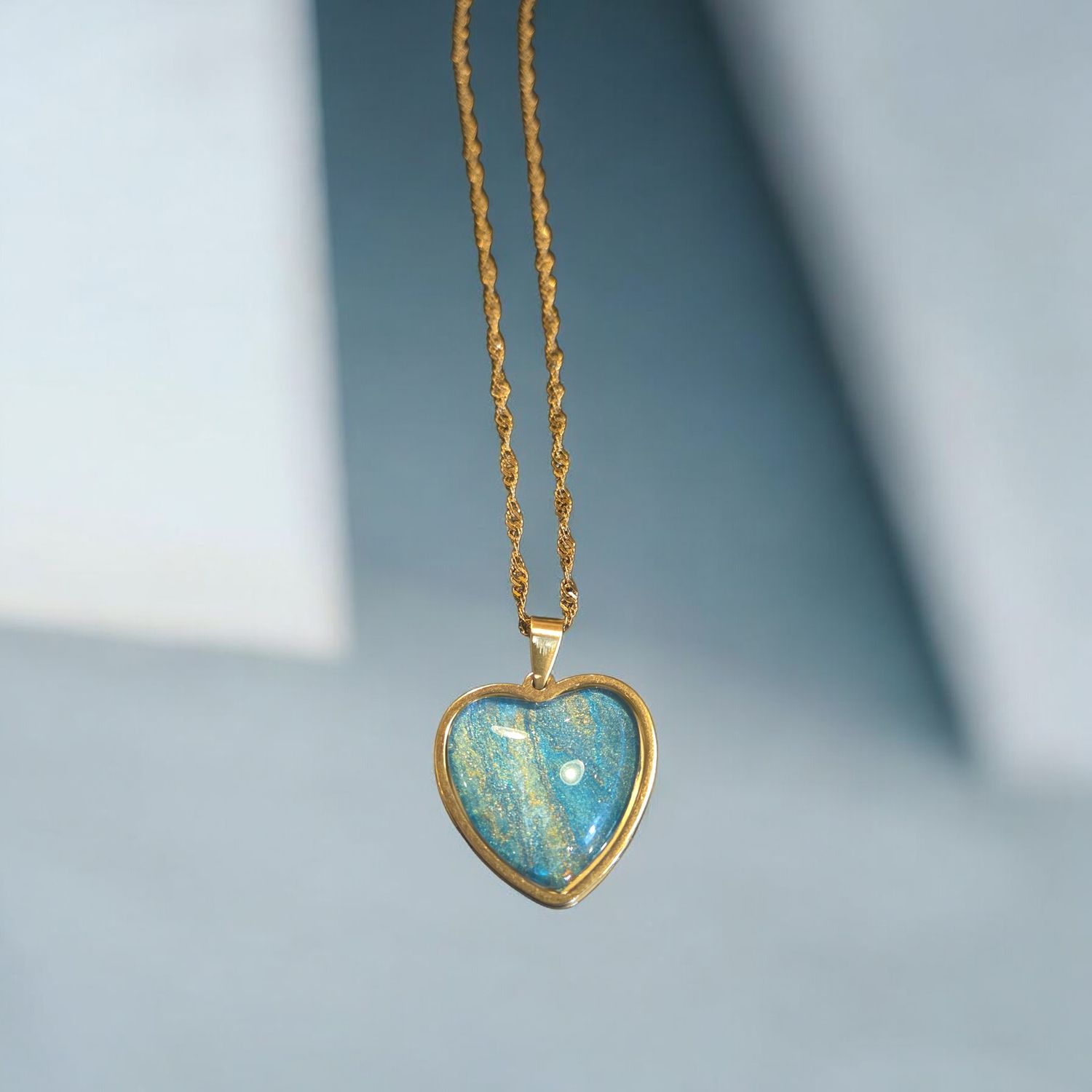 Stevenson Necklace Heart Shaped Turquoise with Gold Flecks