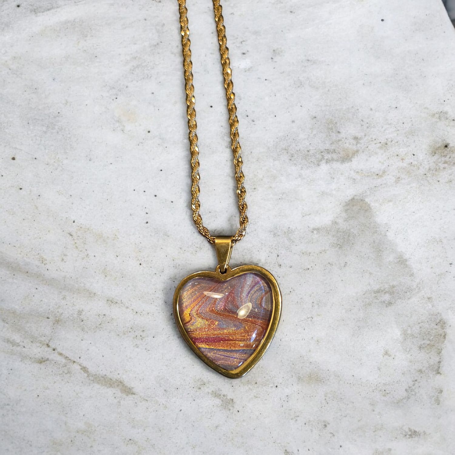 Stevenson Necklace Heart Shaped Pastel Zig Zag