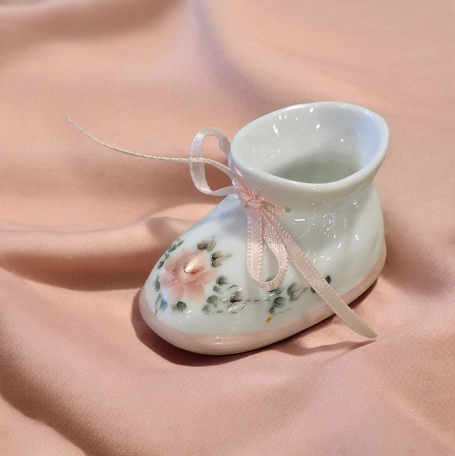 Ritz Porcelain Baby Bootie with Ribbon