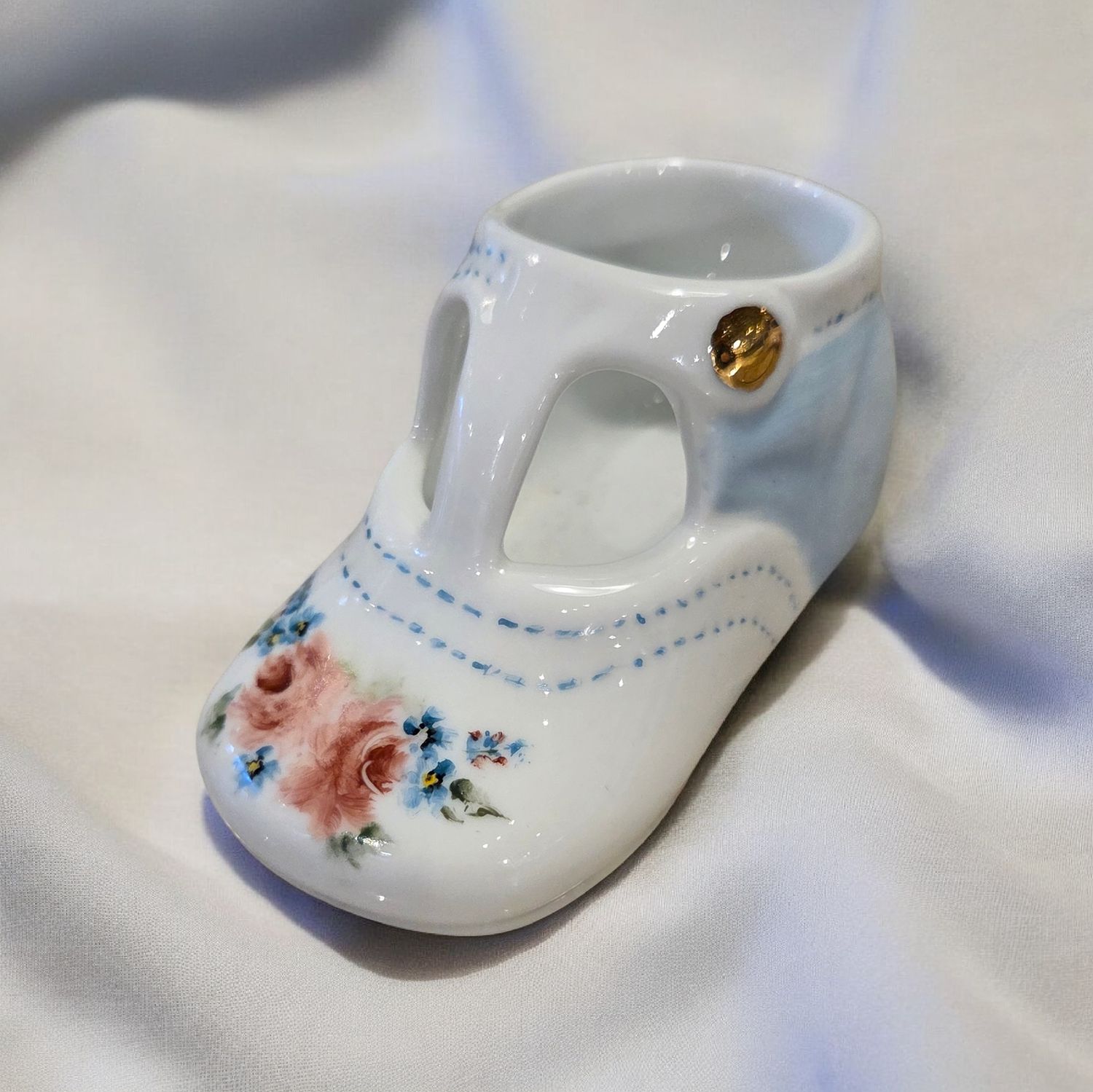Ritz Porcelain Baby Bootie with Gold Accents