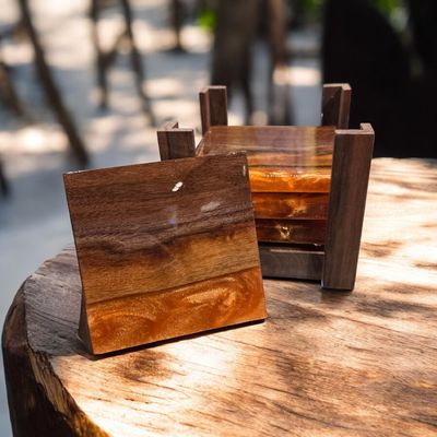 G.M. Coasters "Bar Top" Walnut with Bronze Resin