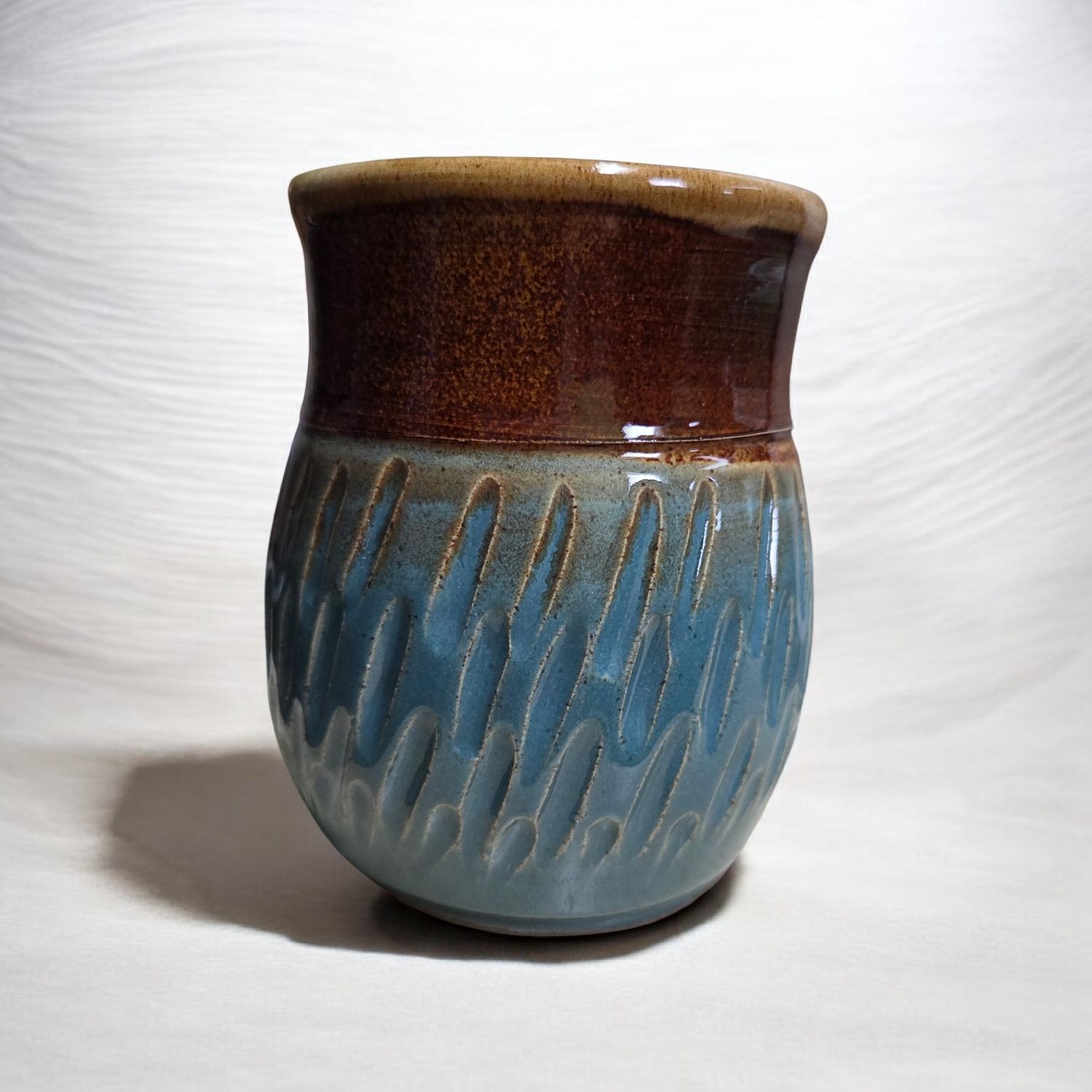 Johnson Tumbler Carved Blue and Brown