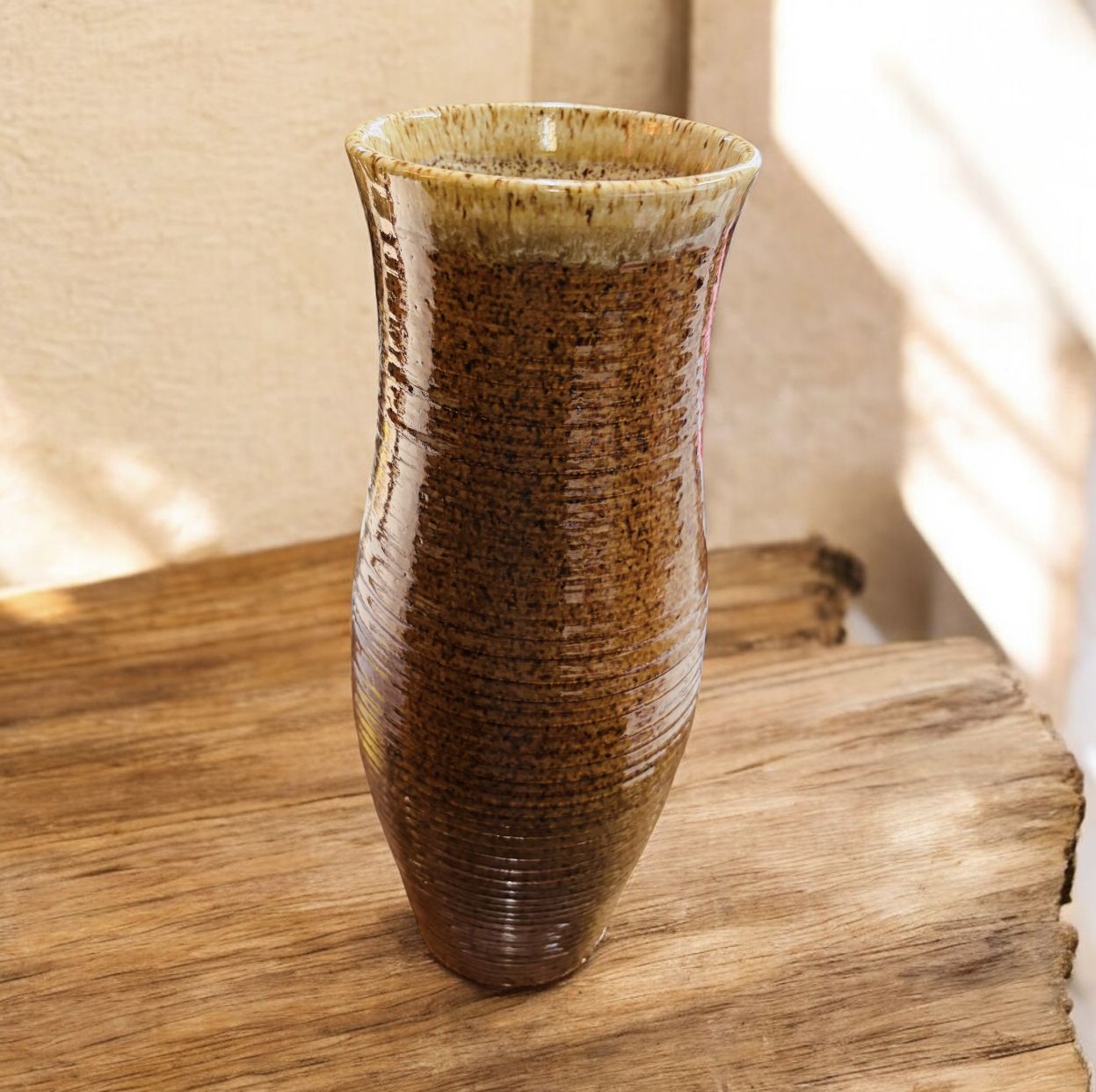 BMF Tall Ridged Vase Brown