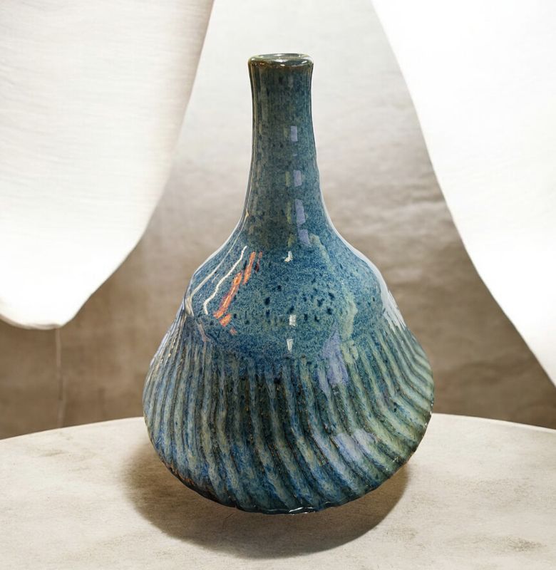 BMF Bell Shaped Vessel Vase Teal Blue