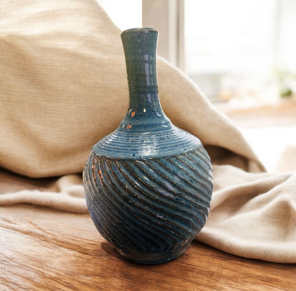 BMF Round Bud Vase Light Blue Straight Top