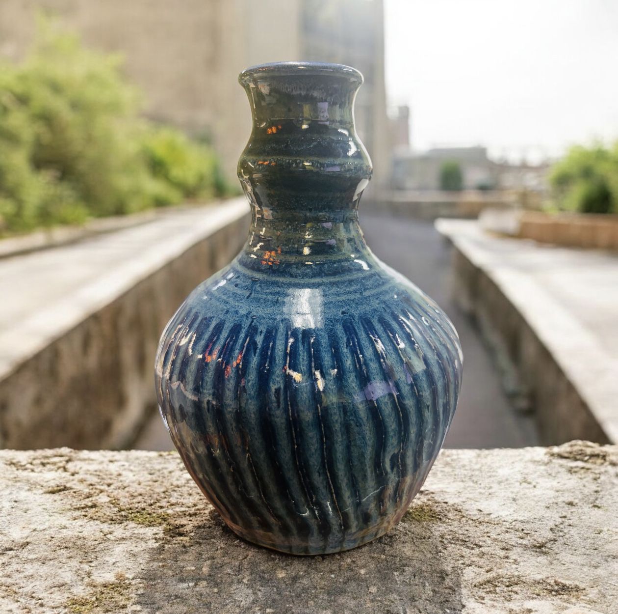 BMF Round Bud Vase Blue Short