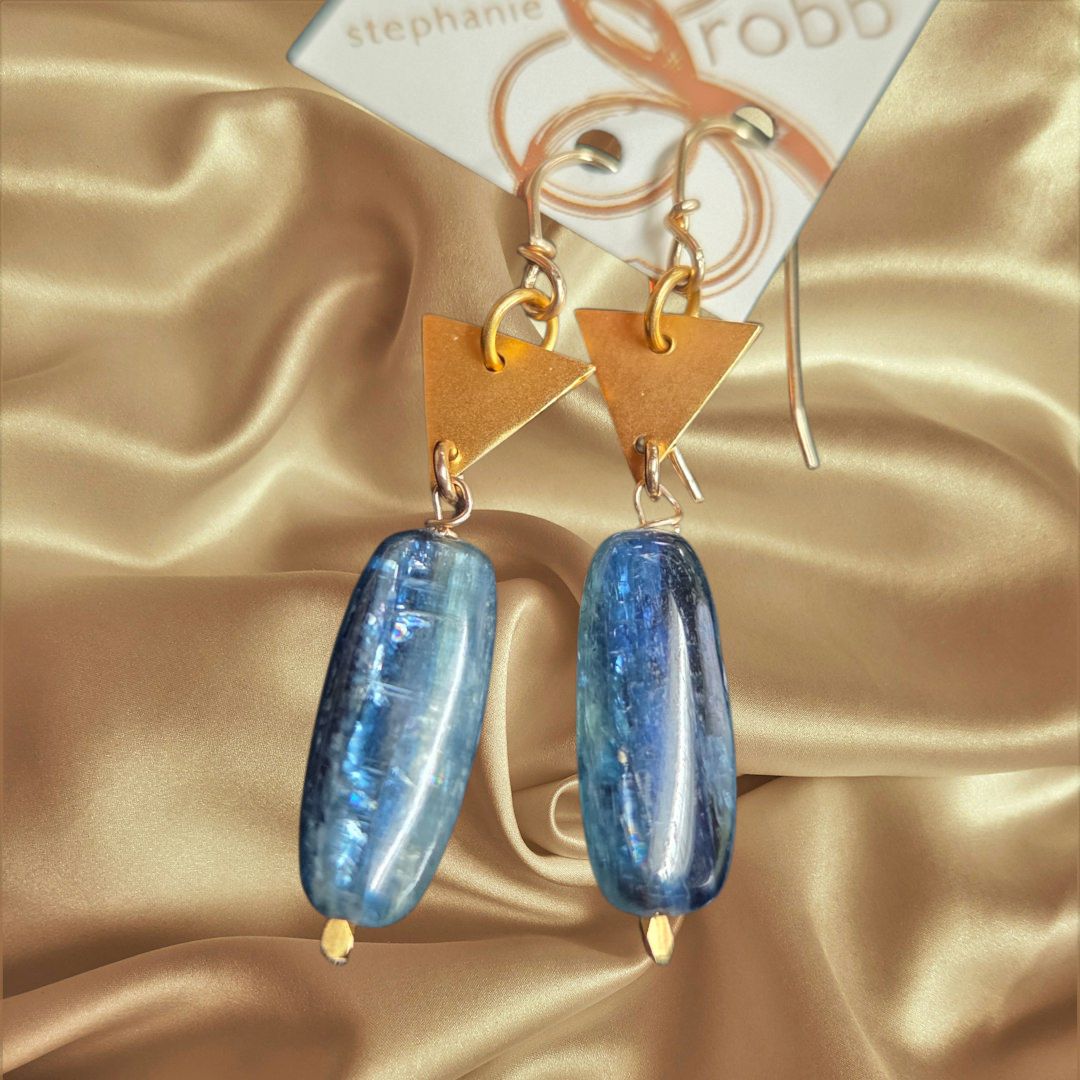 Robb Earring Kyanite and Gold Fill Triangle