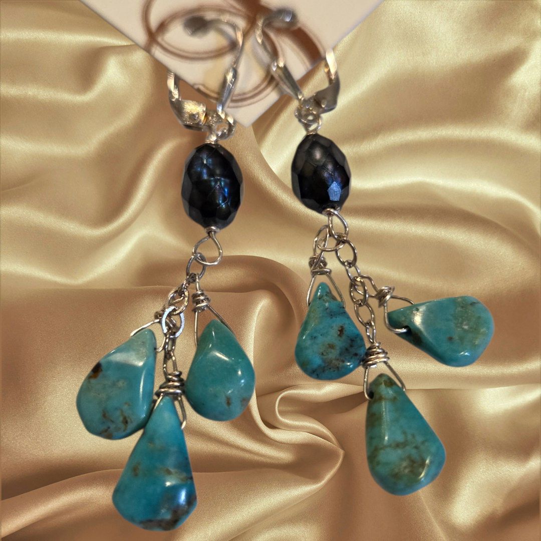 Robb Earring Blue Freshwater Pearl with Turquoise