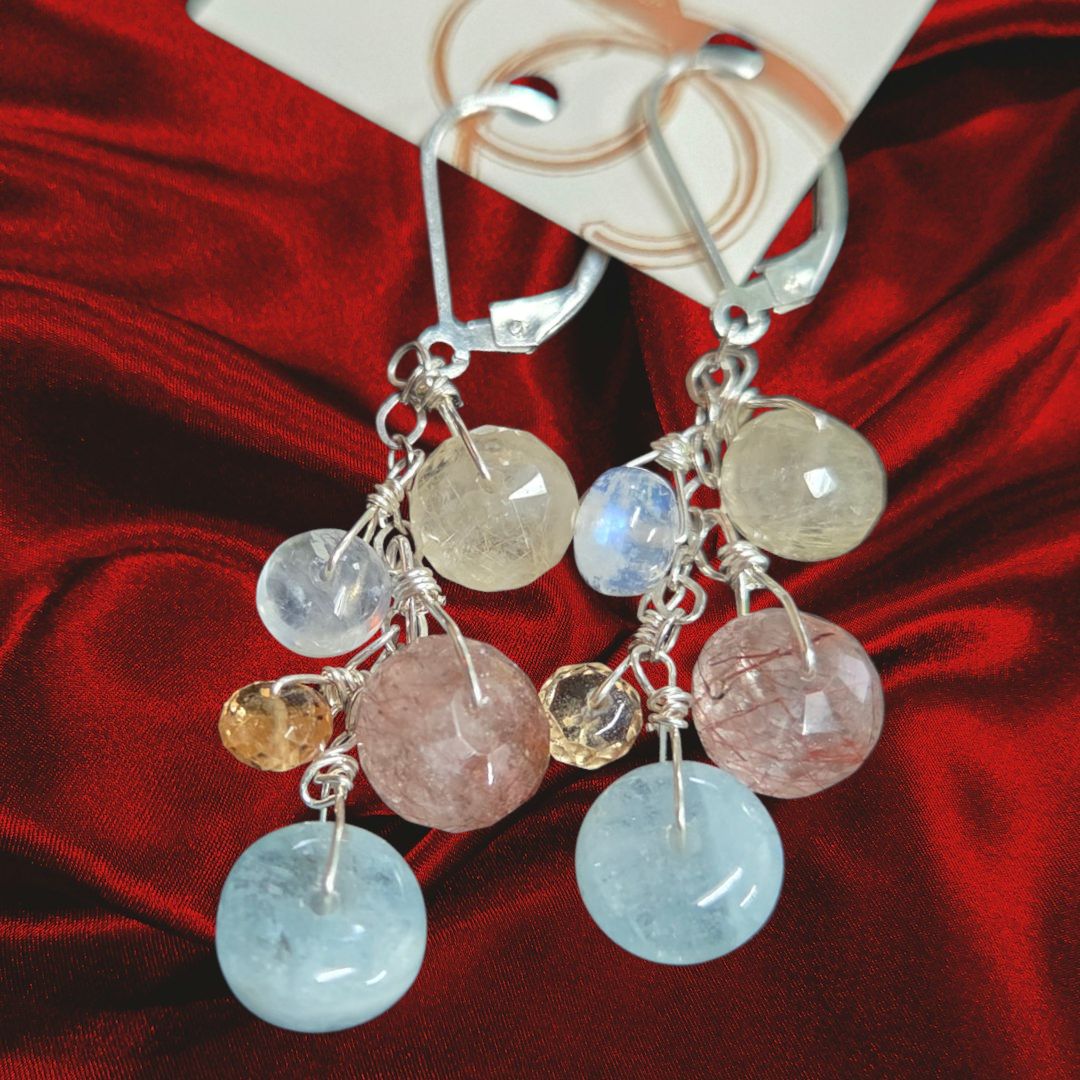 Robb Earring Aquamarine, Citrine, and Quartz