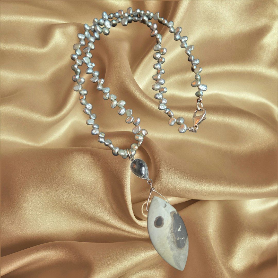 Robb Necklace Freshwater Pearls and Jasper