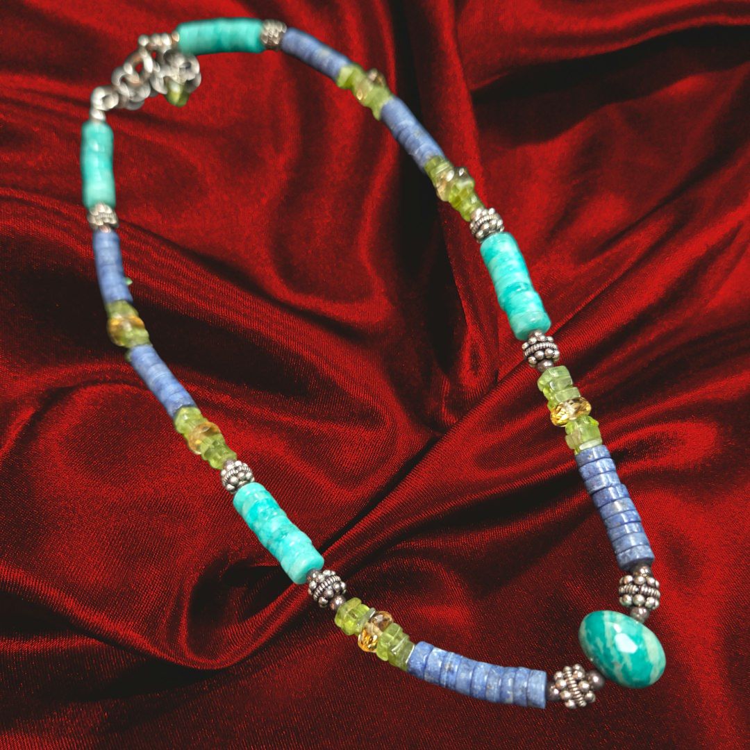 Robb Necklace Lapis, Amazonite, Peridot, and Citrine
