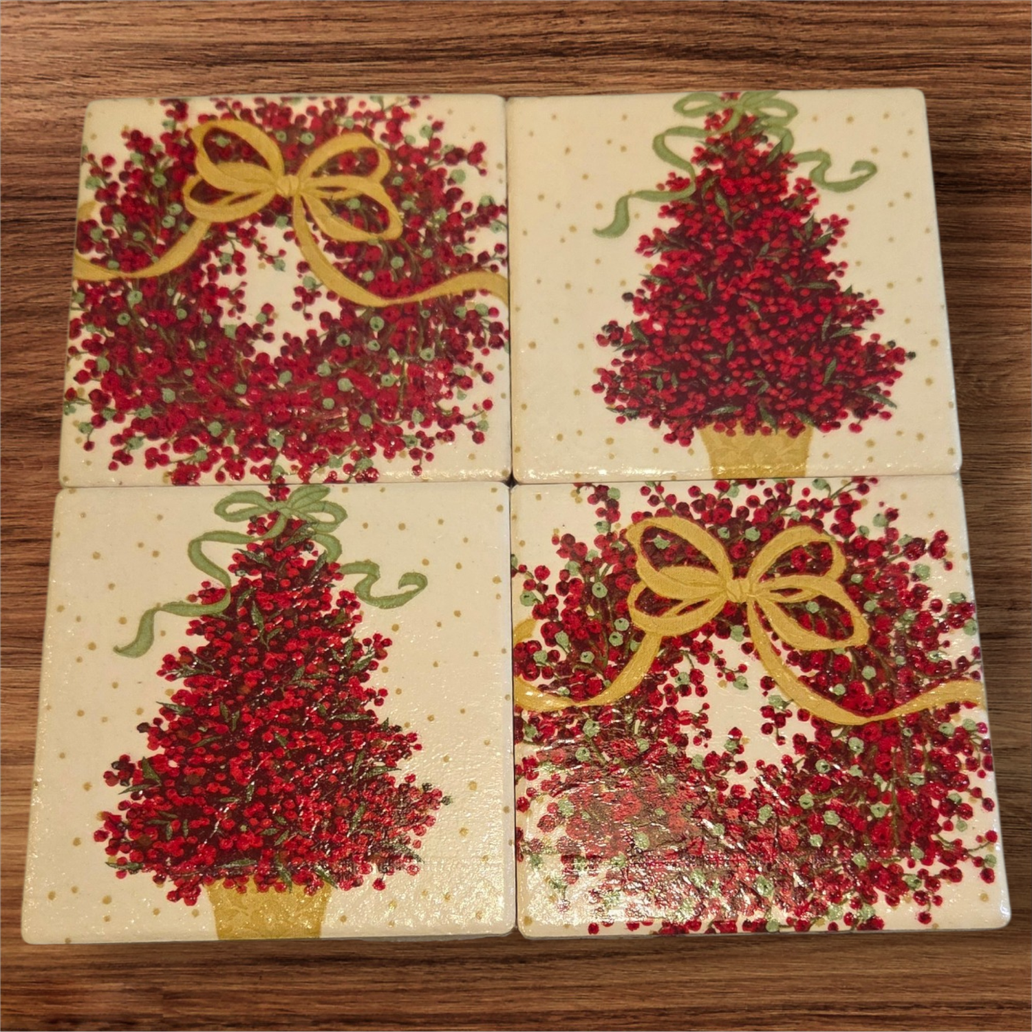 Wilson Coasters Set of 4 Holly Berry Christmas