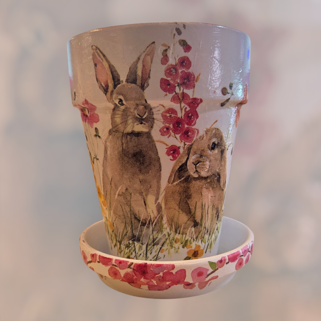 Wilson Planter Bunnies with Flowers
