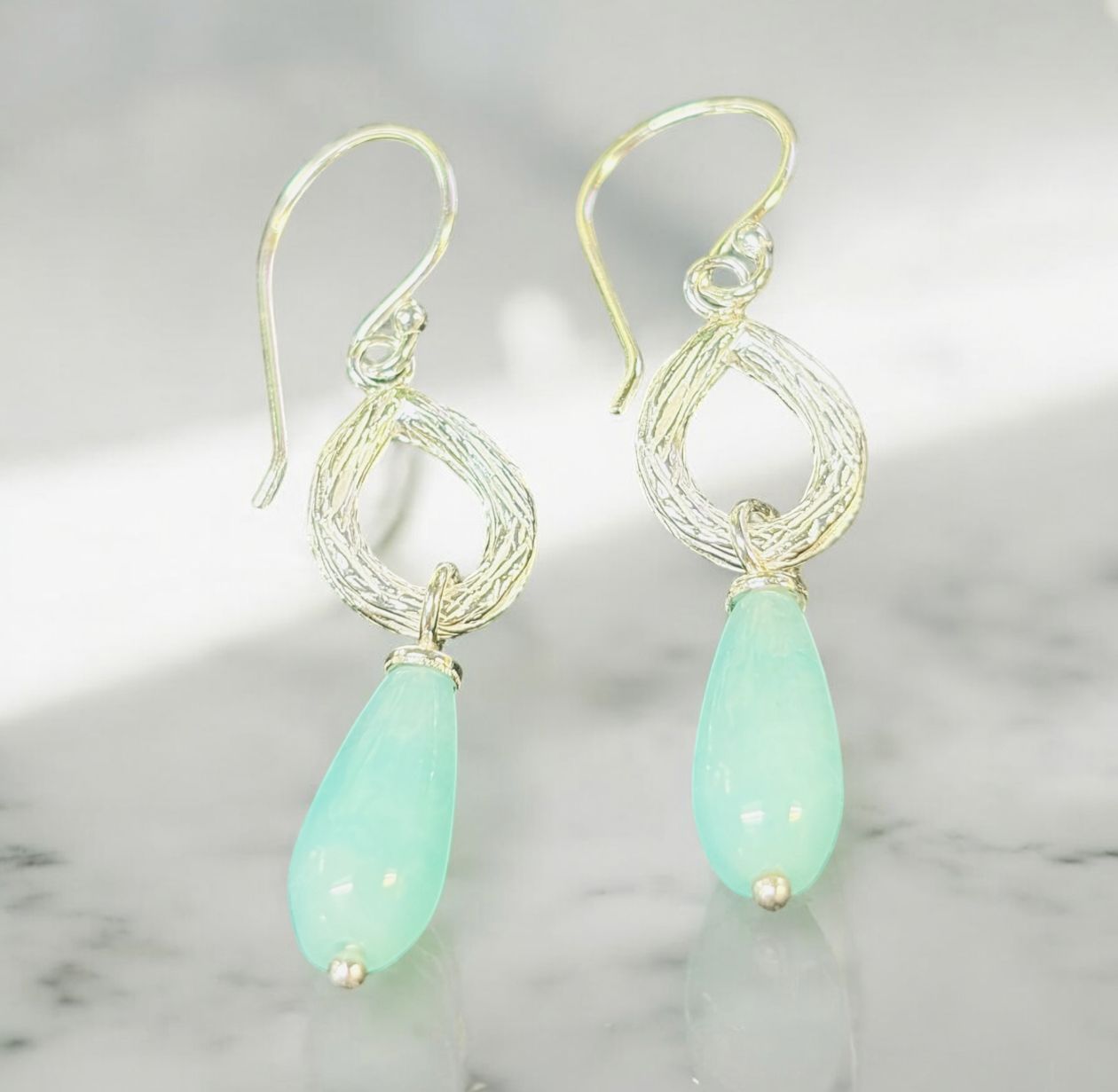 Keleher Earring Silver Teardrop with Angelite