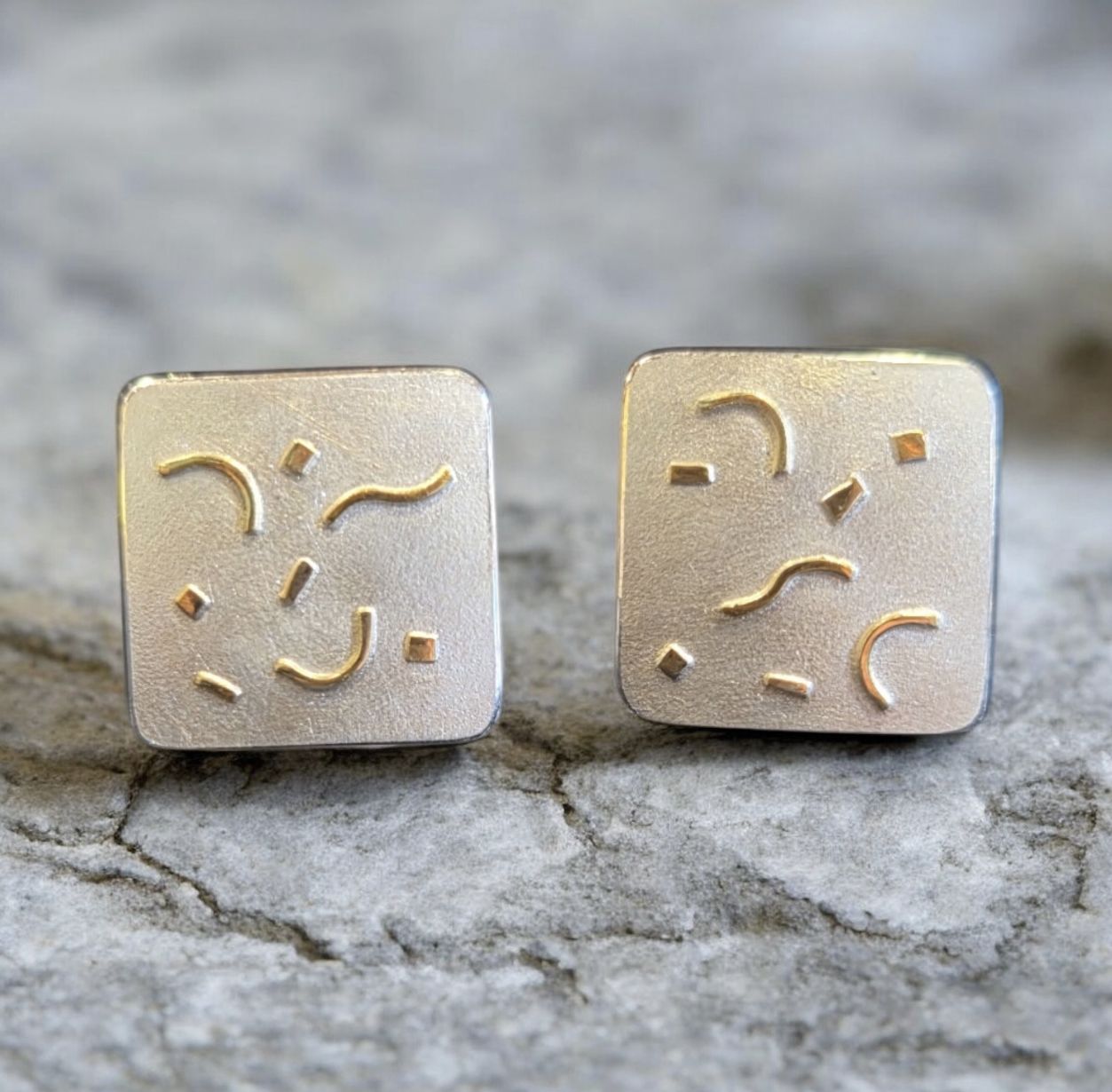 Sznajderman Earring "Confetti" Square Stud 1/2"