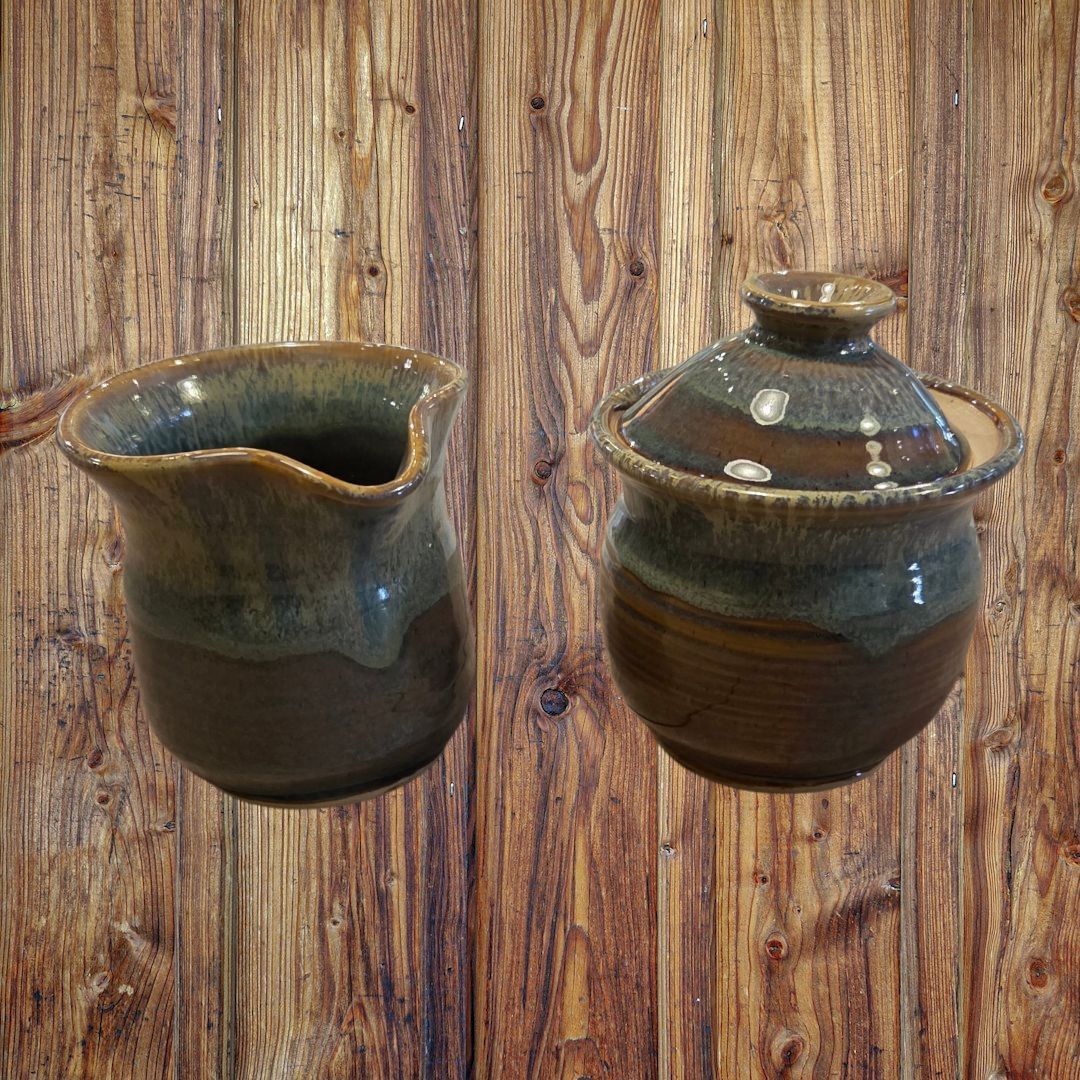 Johnson Cream and Sugar Set Neutral Teal and Brown