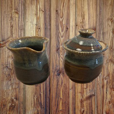 Johnson Cream and Sugar Set Neutral Teal and Brown