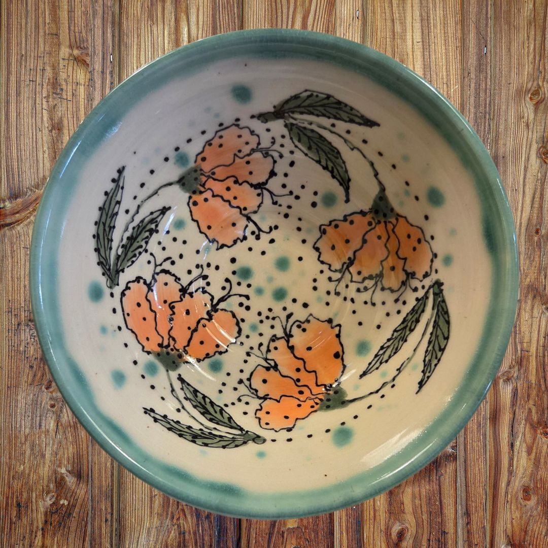 Johnson Bowl Peach Flowers