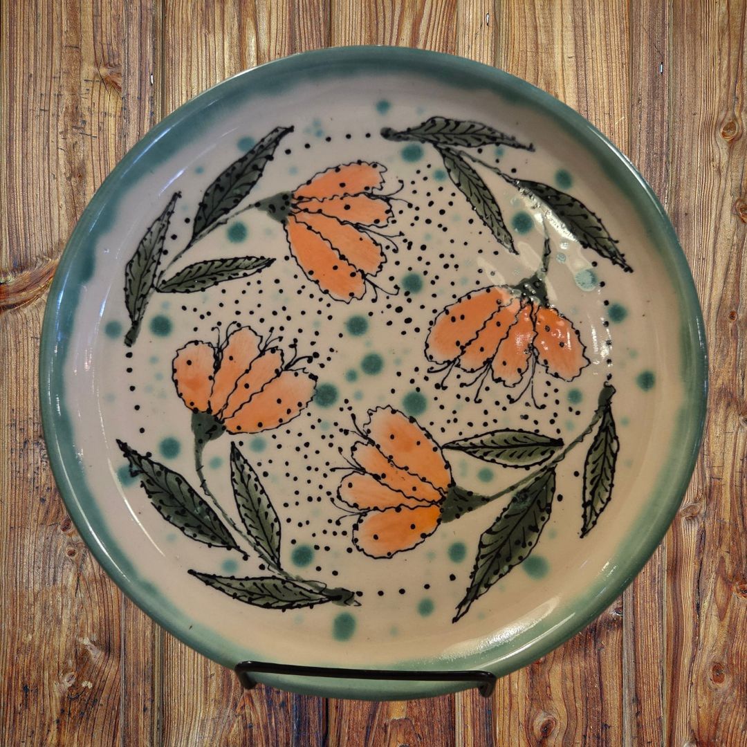 Johnson Plate Peach Flowers