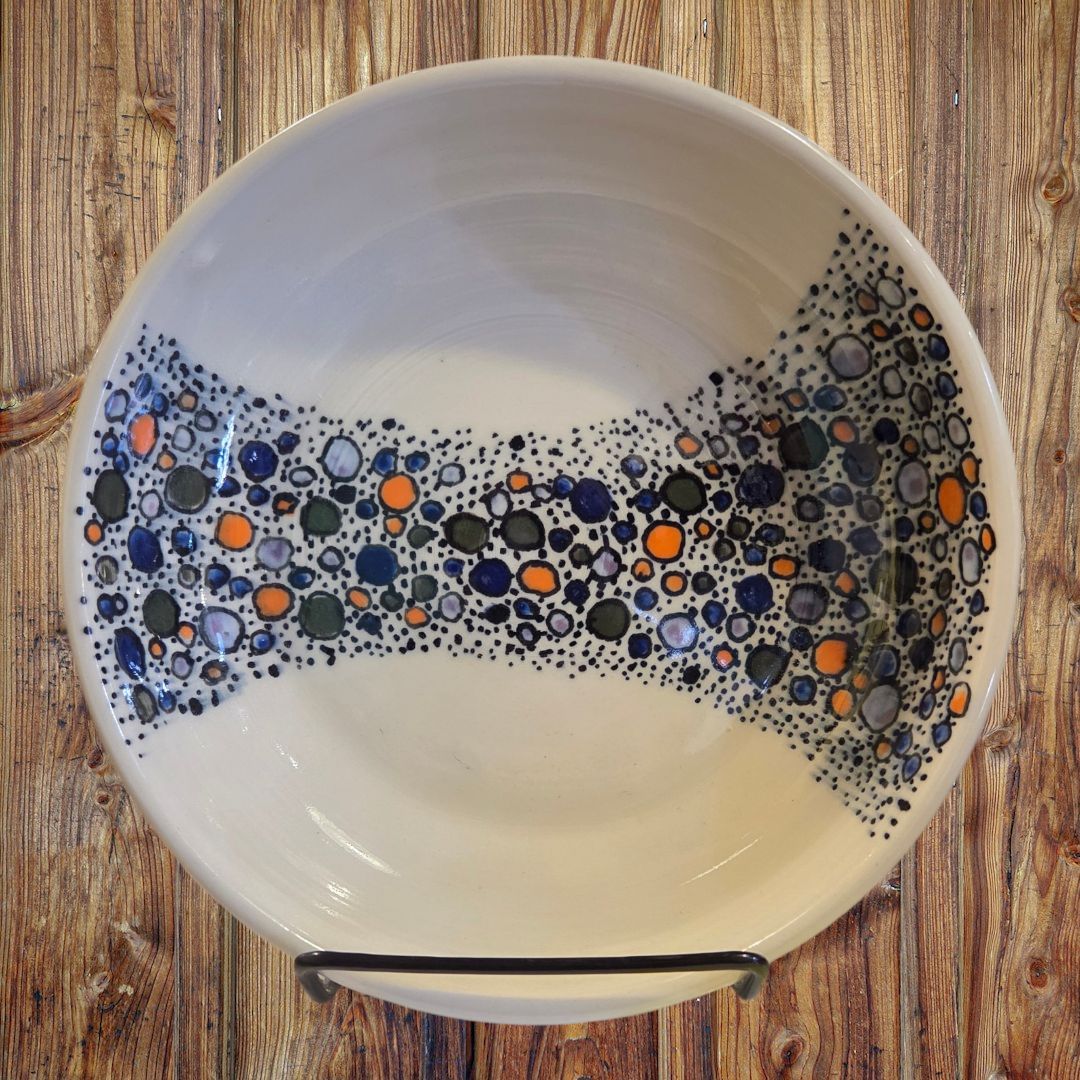 Johnson Bowl Shallow with Colored Dots 1