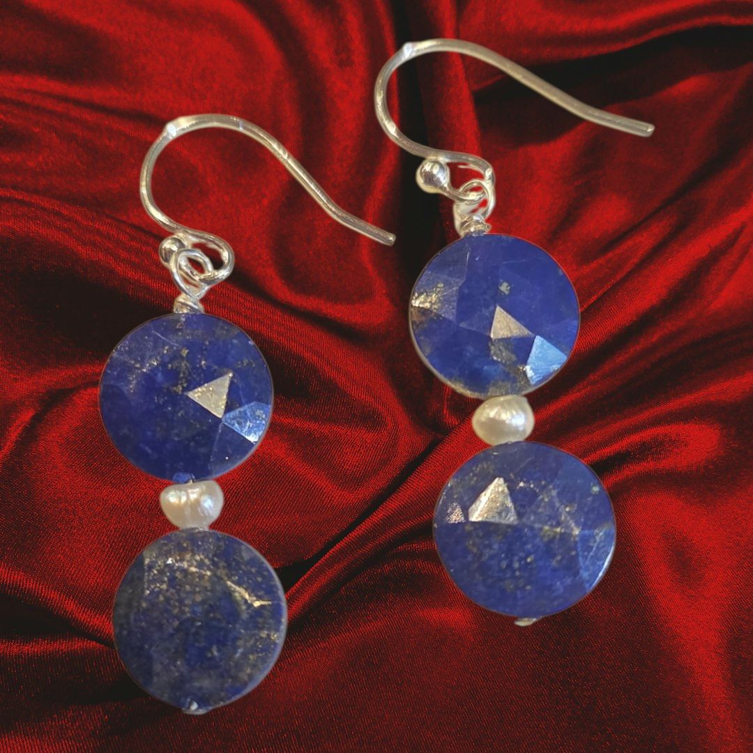 Trueworthy Earring Round Lapis with Pearl