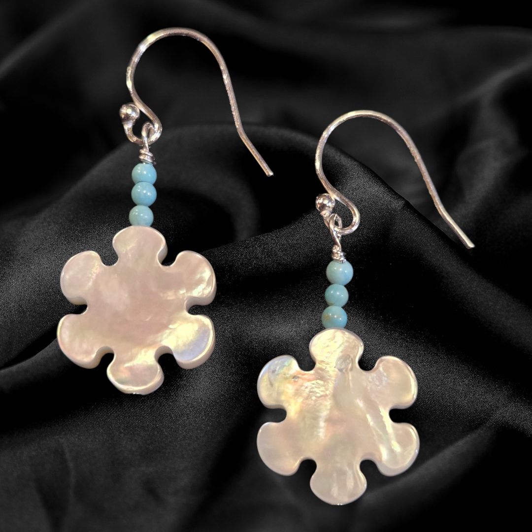 Trueworthy Earring MOP Flowers with Turquoise
