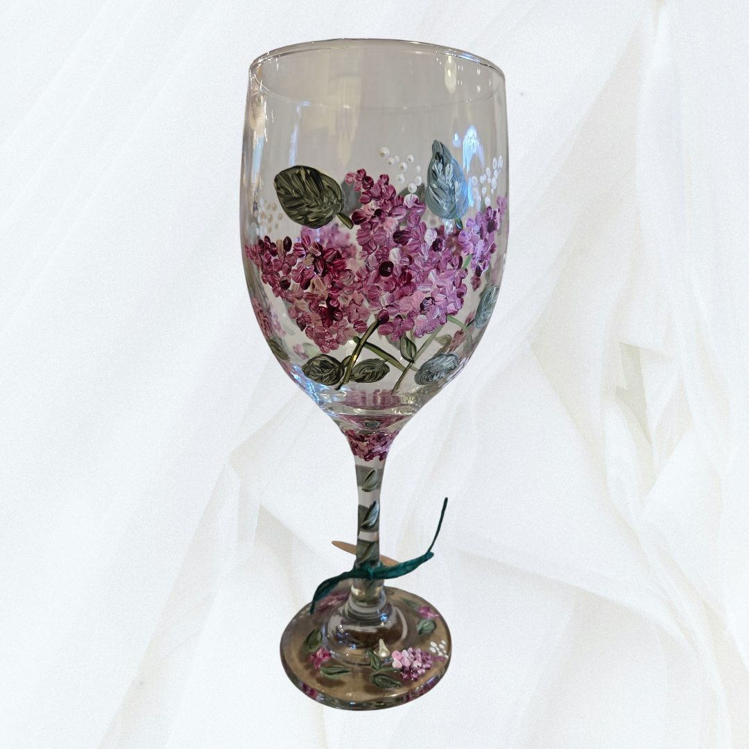 Snyder 20oz Burgandy Lilacs Wine Glass #2