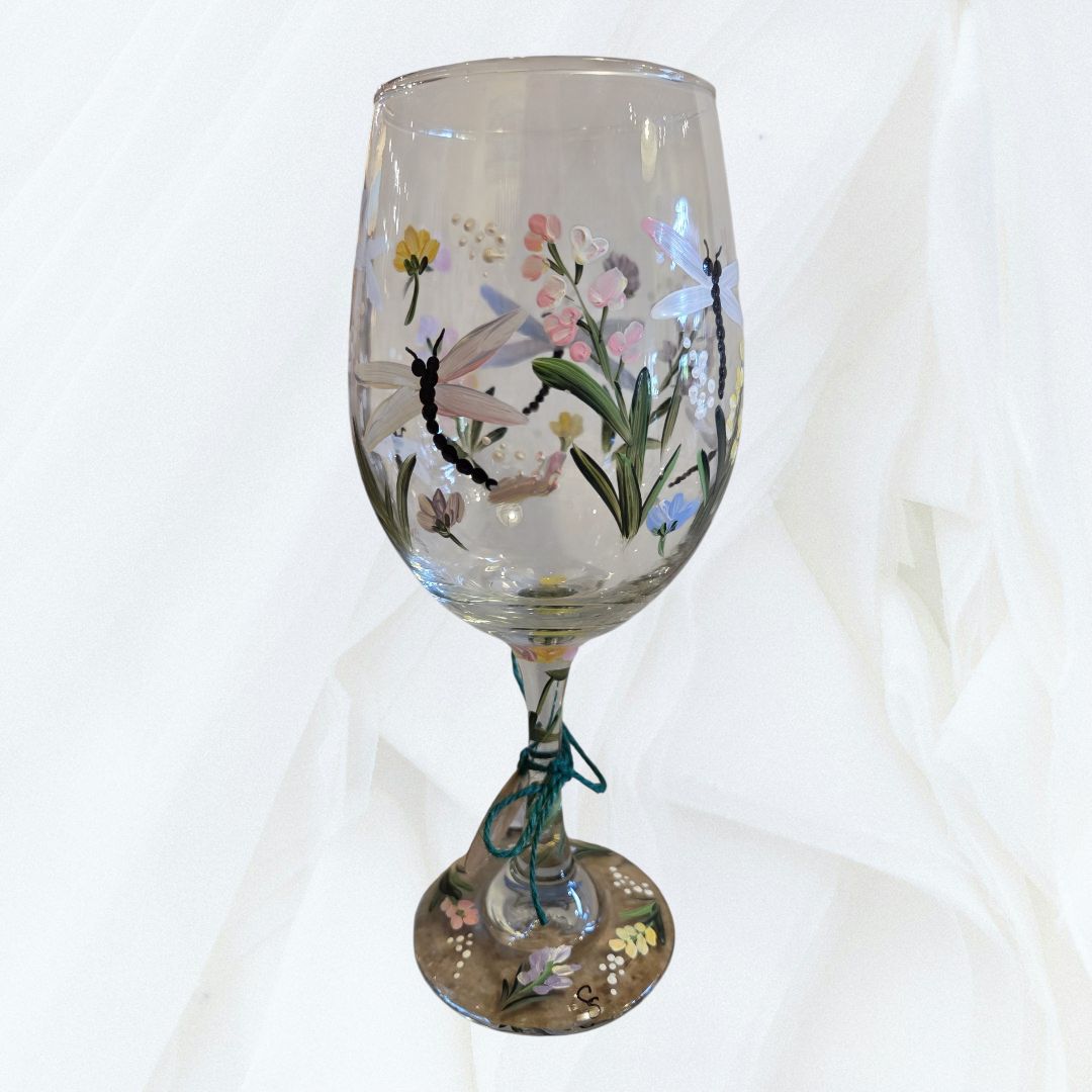 Snyder 20oz Dragonflies with Flowers Wine Glass #3