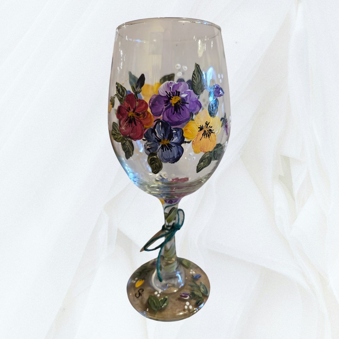 Snyder 20oz Pansies Wine Glass #2