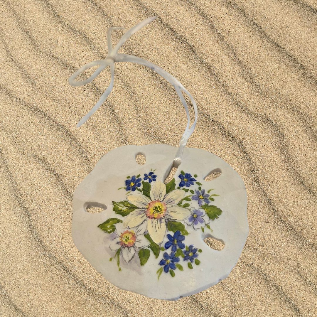 Vitale Hand Painted Sand Dollar "Forget-me-not"